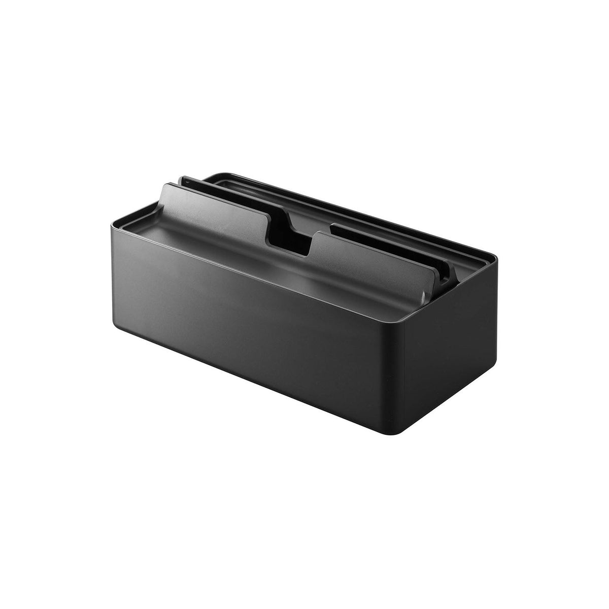 Yamazaki Tower Paper Towel Case with a Tray Lid, Case for Tissue or Paper Towels up to 7 cm High with a Tray Lid for Accessories and Small Items, 26.5 x 13.5 x 10 cm and 410 g, White or Black