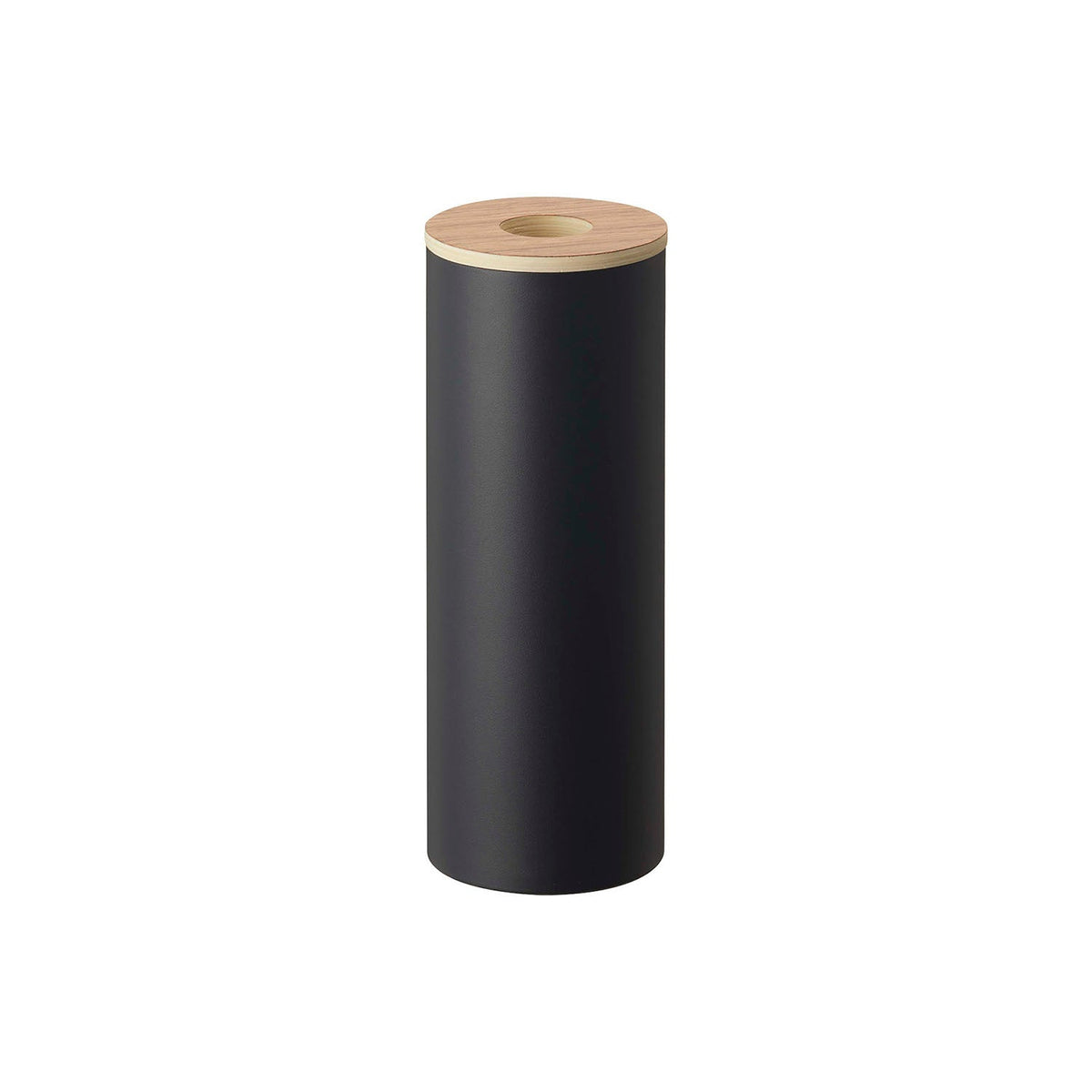 Yamazaki Rin Bottle-Shaped Tissue Case, Large, Tall Bottle-Shaped Steel Case with a Wood Lid for 400 Sheets of Tissue that Stands Upright and Seals, 9.2 x 9.2 x 23.8 cm and 450 g, Brown or Natural