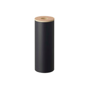 Yamazaki Rin Bottle-Shaped Tissue Case, Large, Tall Bottle-Shaped Steel Case with a Wood Lid for 400 Sheets of Tissue that Stands Upright and Seals, 9.2 x 9.2 x 23.8 cm and 450 g, Brown or Natural