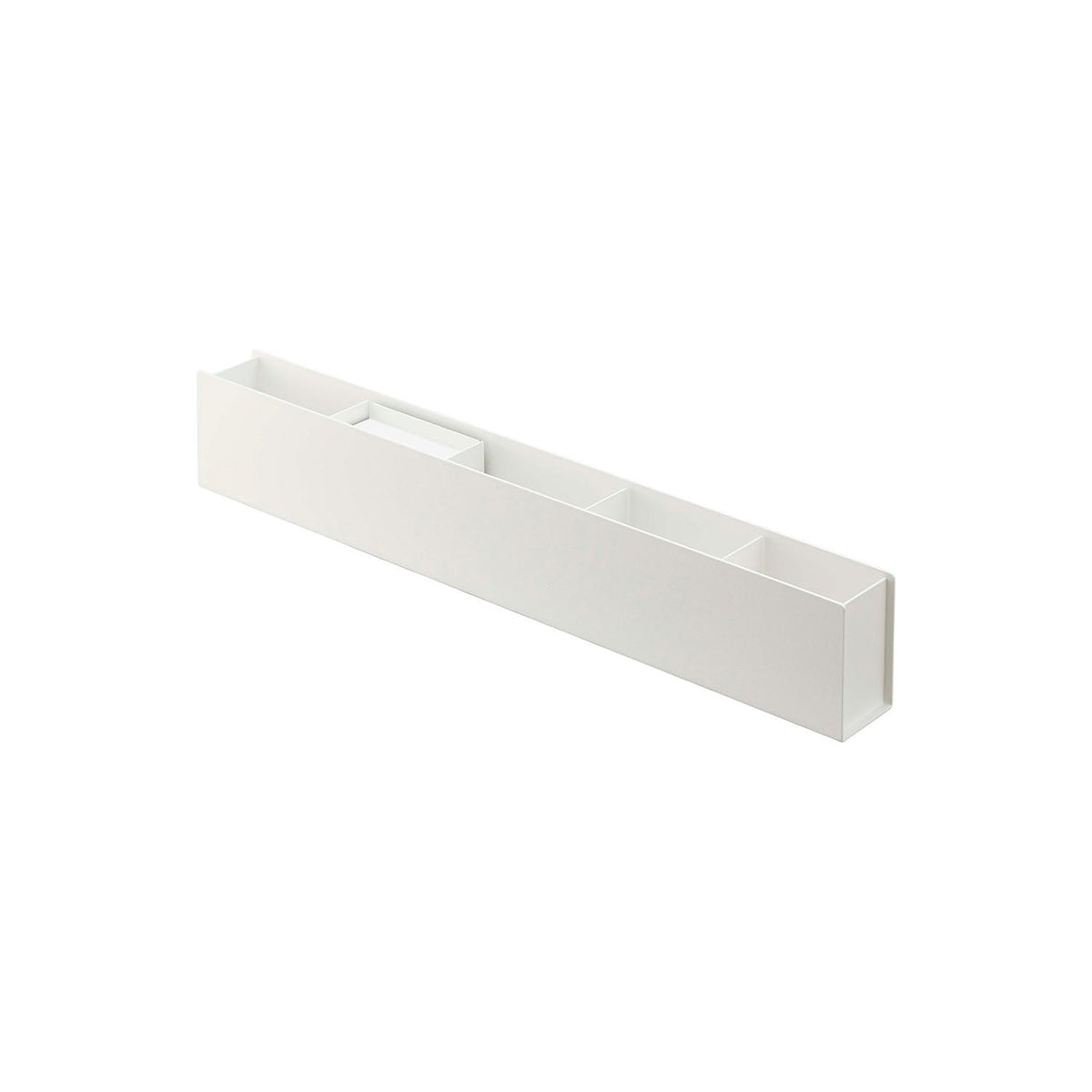 Yamazaki Tower Slim Desk Organizer with Tray and Divider, Long Slim Steel Desk Organizer, 50 cm Wide, with a Small Tray and a Divider that Adjust, 50 x 5 x 8.2 cm and 1600 g, White or Black
