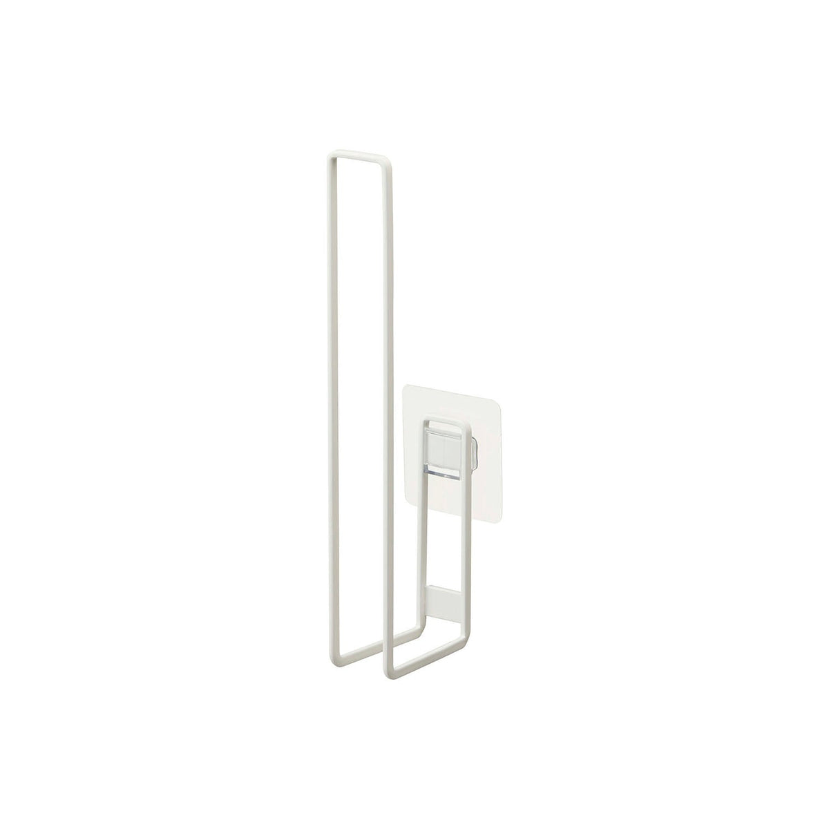 Yamazaki Tower Film-Hook Toilet Paper Holder, Slim Holder on a Film Hook That Floats Two Toilet Rolls on the Toilet Tank Wall Without Using Floor Space, Slots Onto the Hook, Holds 1 kg, 3.7 x 7.3 x 25 cm and 120 g, White