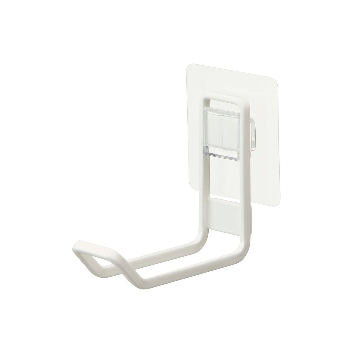 Yamazaki Tower Film-Hook Toilet Supplies Hook, Small Bracket on a Film Hook That Floats a Spray Bottle, Hangs a Toilet Brush and Holds an Auxiliary Toilet Seat Off the Floor, Holds 750 g, 3 x 9.3 x 7.5 cm and 60 g, White