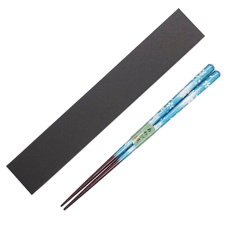 Kawai Hanabiyori Blue Sakura Chopsticks 23 cm With Gift Box