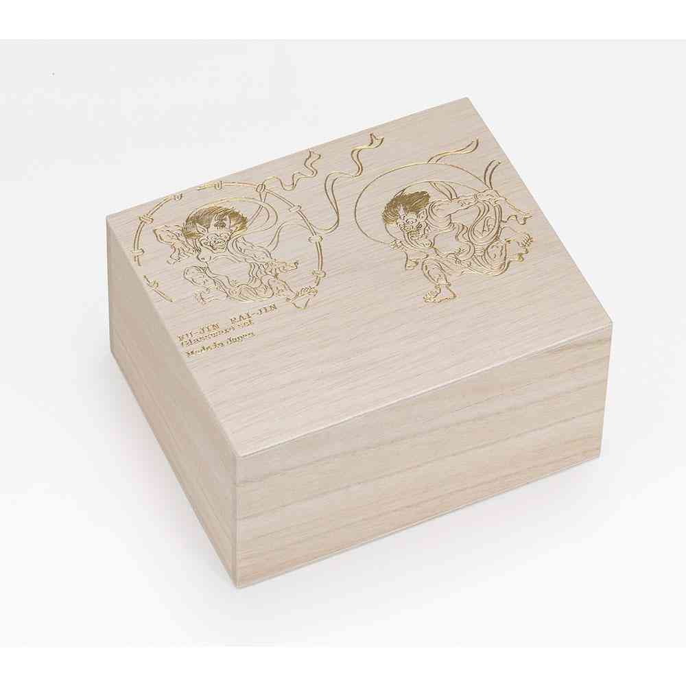 ADERIA Nippon Taste Fujin Raijin Glass Sake Set In A Wooden Box