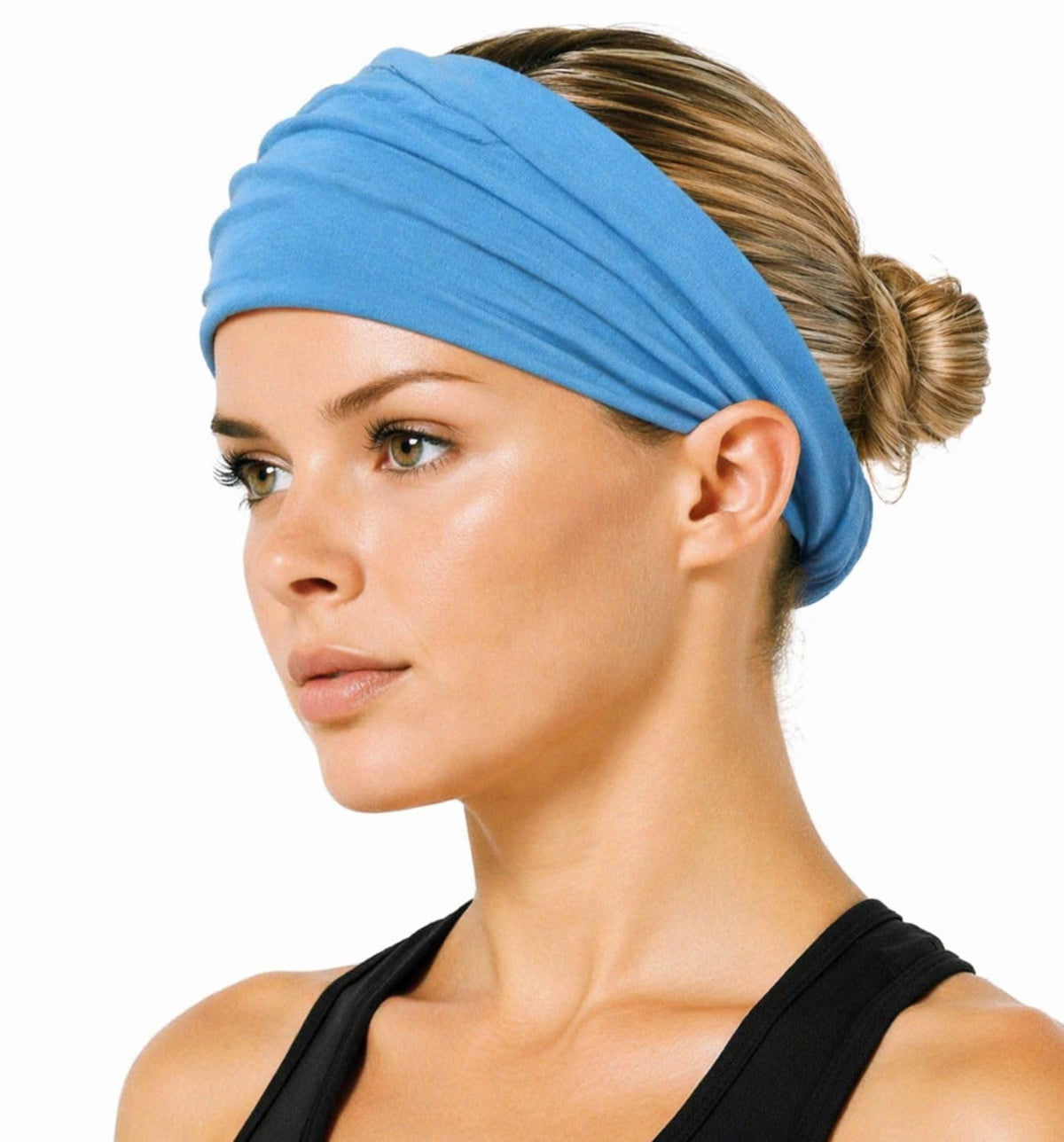 Elastic Bandana Headband for Women and Men, Wide Stretch Head Wrap in 15 Colors and Prints, One Size