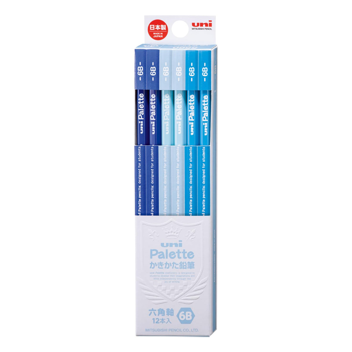 Mitsubishi Pencil Uni Palette Kakikata Learning Pencils, Hexagonal Shaft, Box of 12, Grades HB, B, 2B, 4B or 6B in Pastel, Mint, Navy, Ivory and Character Designs, 47 x 198 x 17 mm and 66 g
