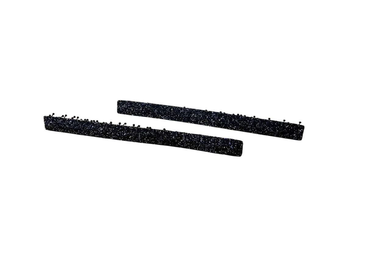 Slim Rectangle No-Crease Hair Clips for Bangs, Set of 2, Made in Japan, Glitter, Faux Leather and Velvet, 74 x 5.8 mm