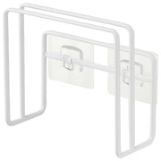 Yamazaki Tower Film Hook Cutting Board Holder, Steel Stand for Two Boards with Adhesive Film Hooks, 12 x 5.7 x 12 cm and 140 g, White or Black