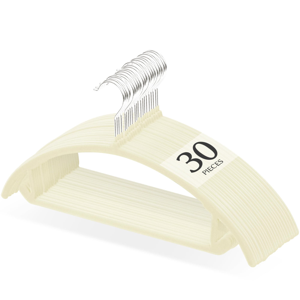 Titiroba Slim Non-Slip Clothes Hangers, 0.6 cm ABS Hangers with Fuzzy Surface and Rotating Hook, 44.5 x 20.5 cm, Ivory, Black, Grey, Beige or Salmon Pink, 20, 30 or 50 Pieces