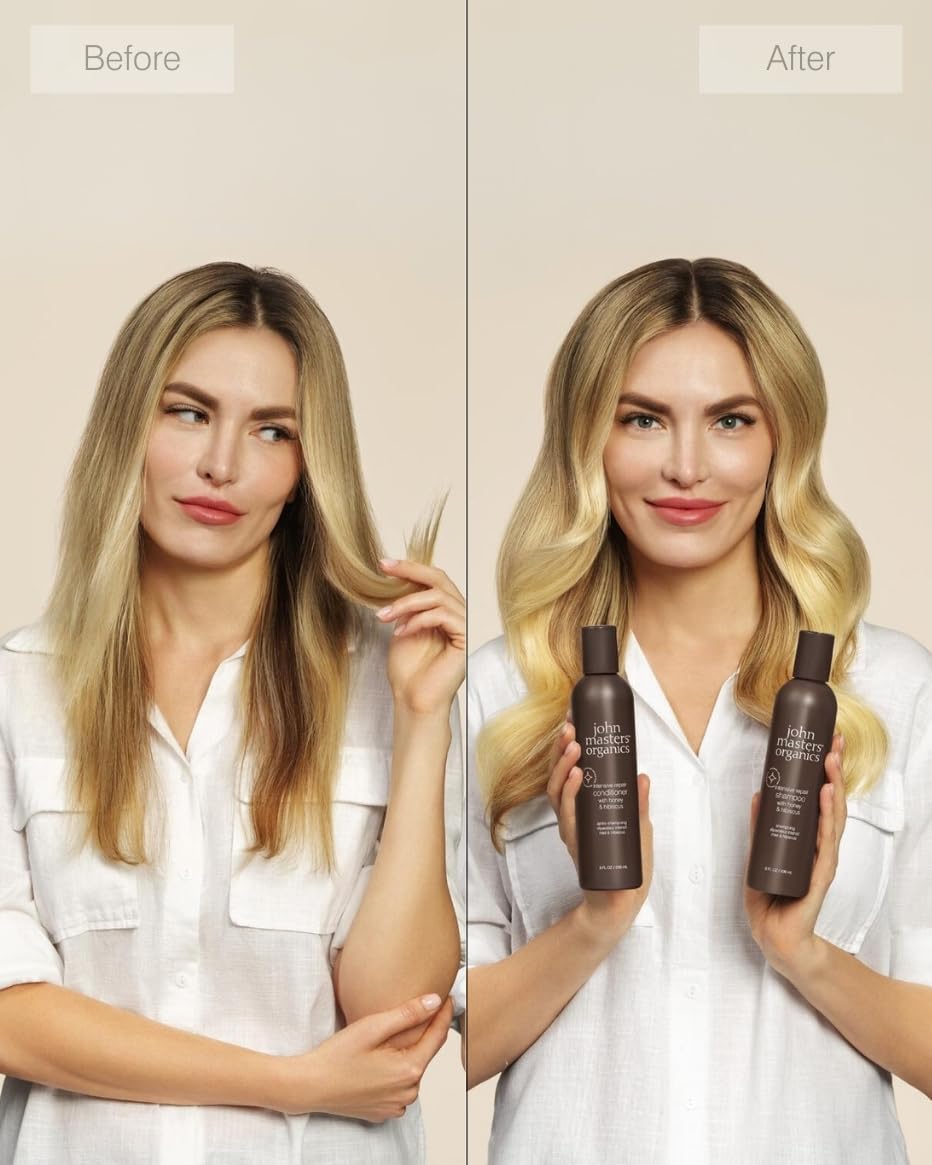 John Masters Organics Intensive Repair Shampoo with Honey and Hibiscus for Damaged Hair, 236 mL