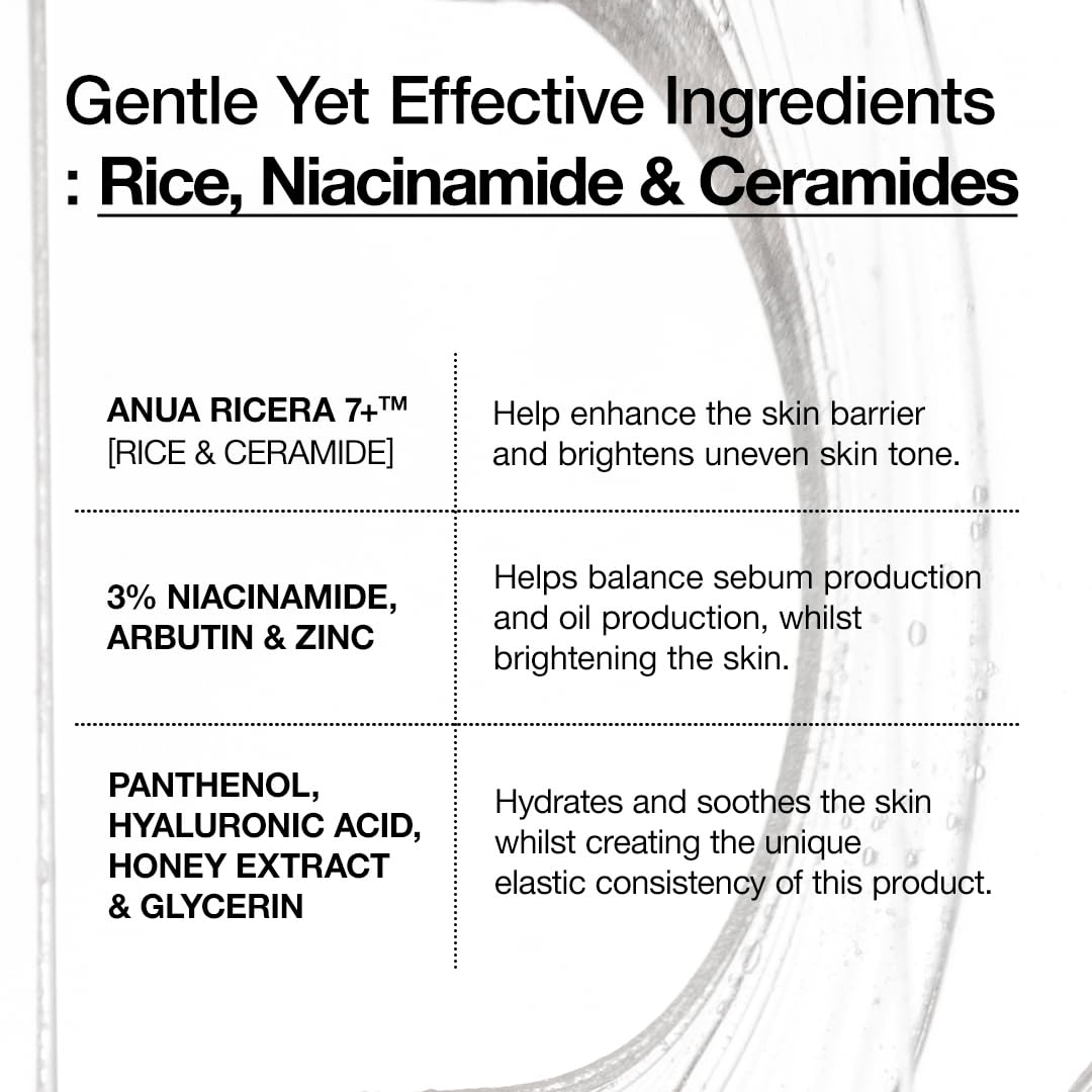 Anua 7 Rice Ceramide Hydrating Barrier Serum, Fragrance-Free Brightening and Moisturising Serum with Niacinamide, 50 mL