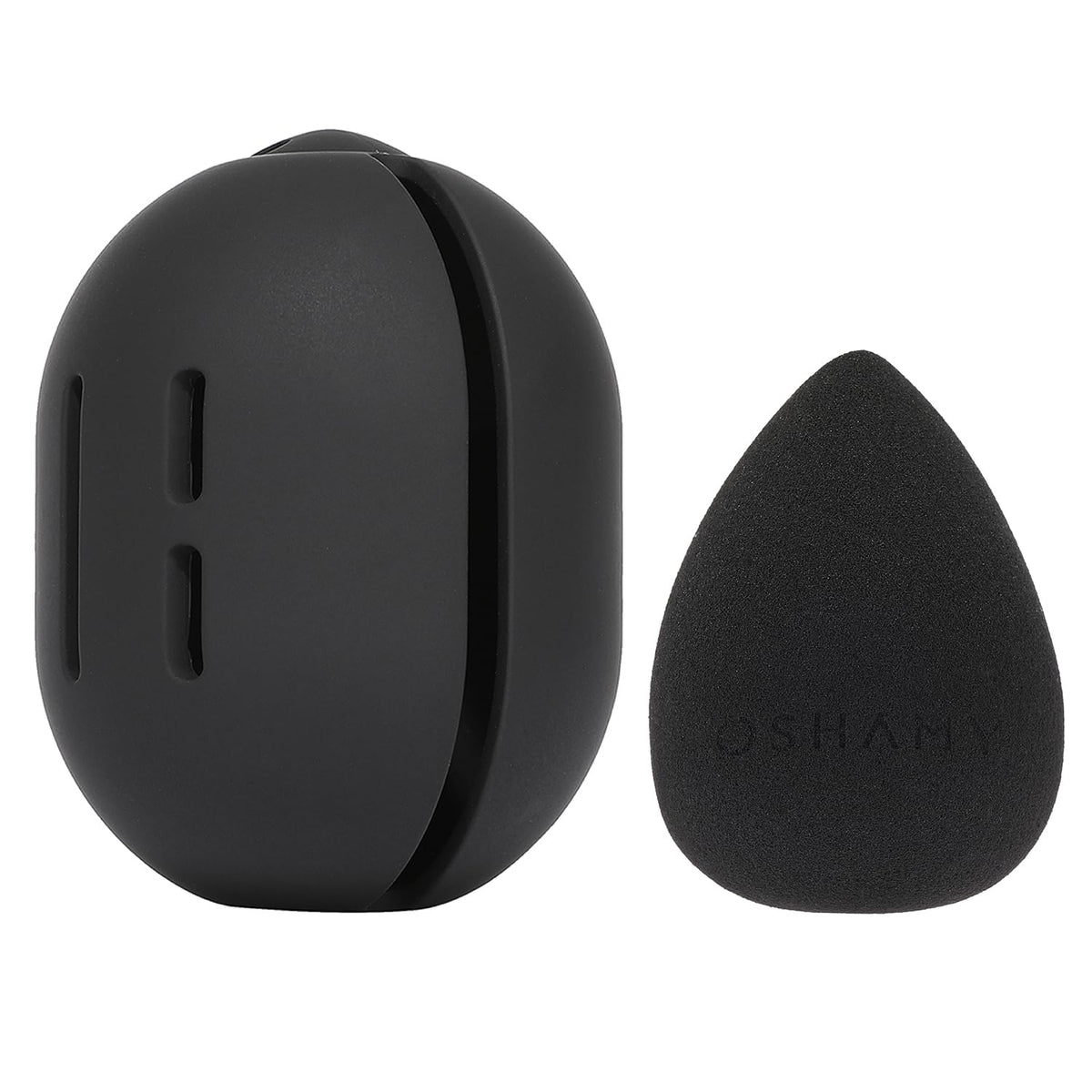 OSHAMY Teardrop 3D Makeup Sponge, Slanted-Cut Non-Latex Blending Sponge for Liquid and Powder, Black, Set of 3 or 1 with Silicone Case