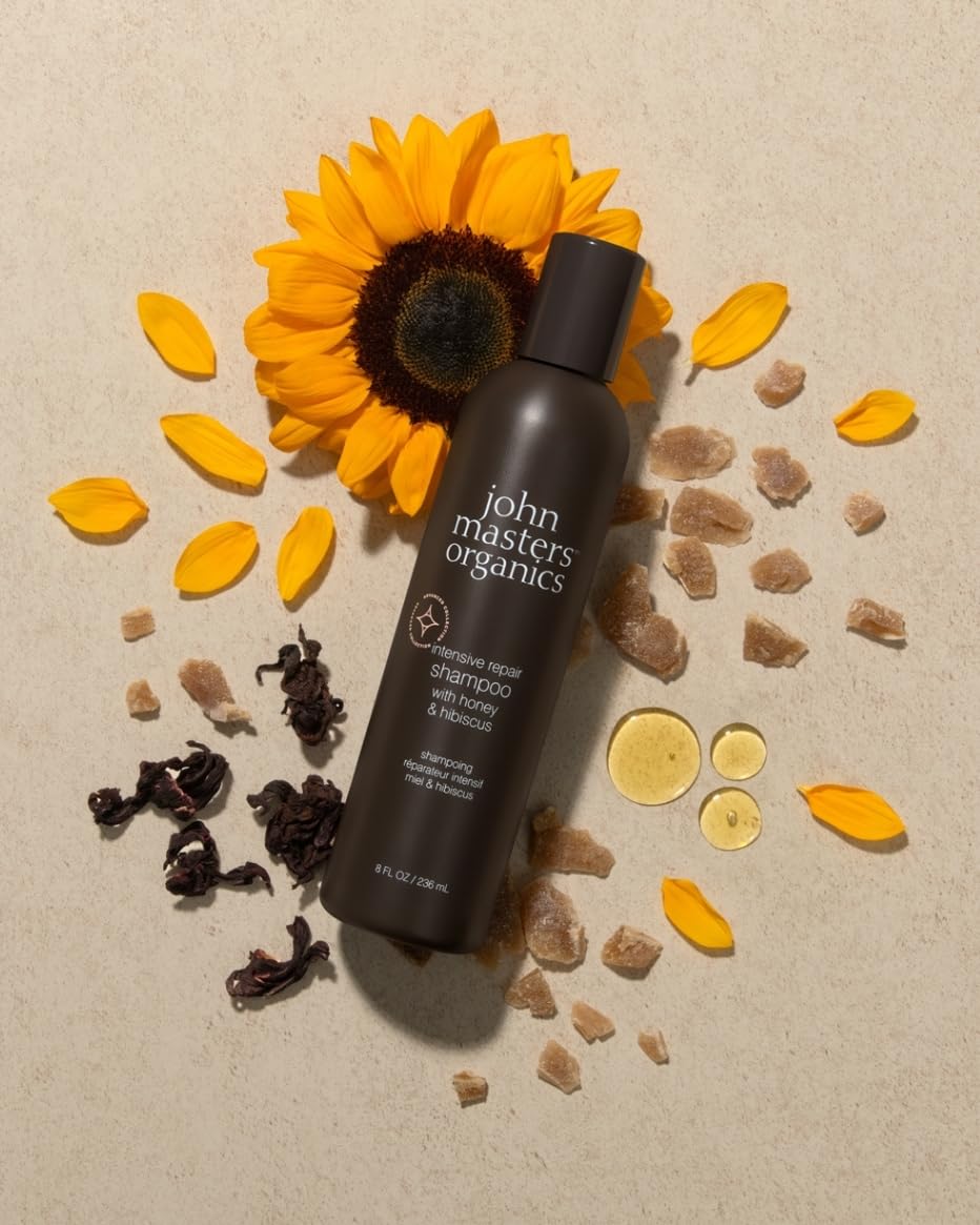 John Masters Organics Intensive Repair Shampoo with Honey and Hibiscus for Damaged Hair, 236 mL