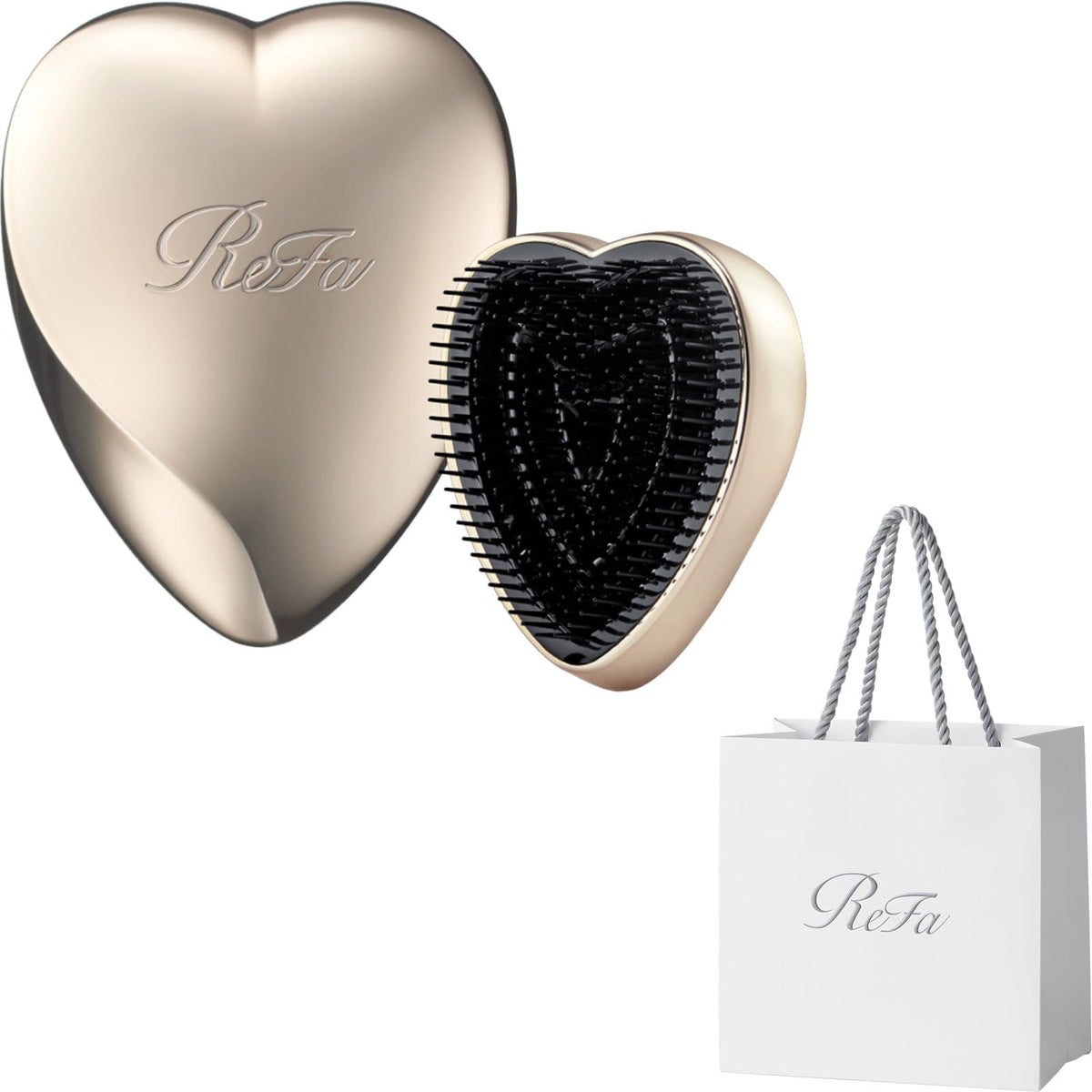 Heart Brush Mini, Heart-Shaped Compact Hair Brush with Three-Segment Pins and Travel Pin Cover, Rose Gold, Champagne Gold, Silver or Silver Sky