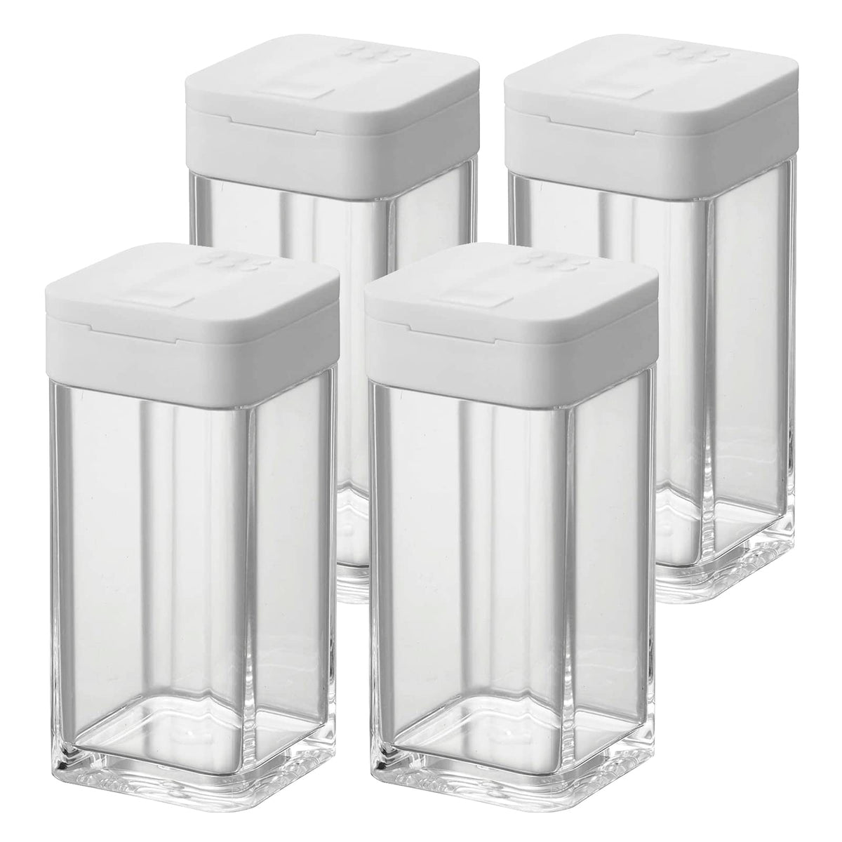 Yamazaki Tower Slide Spice Bottle L, 120 ml Acrylic Seasoning Container with One-Hand Slide Lid, 4.8 x 4.8 x 10 cm and 90 g, Plain or Magnetic, White or Black
