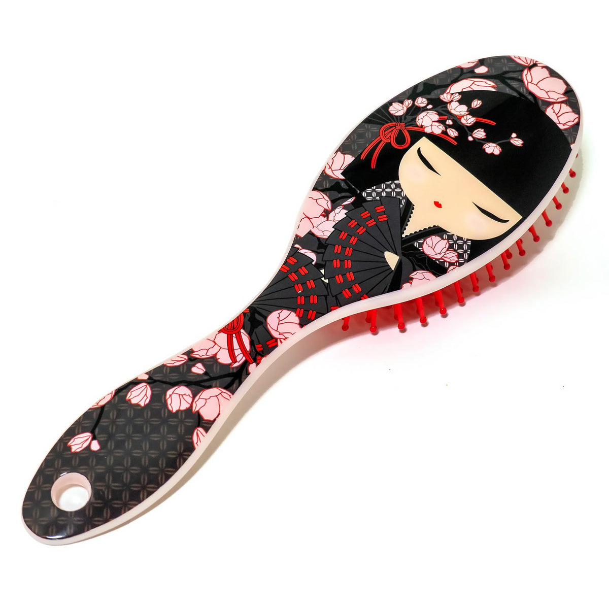 Kimmidoll Detangling Hair Brush for Women, Kokeshi Doll Design, Hard Plastic Body with Soft Bristles, 2 Designs