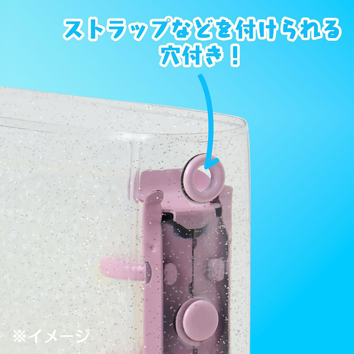 Sanrio Clear Sticker Binder, Six-Ring Snap-Button Binder with Holographic Glitter Refill Pockets for Stickers up to 7.3 x 12.9 cm, About 14 x 15 x 2.5 cm, Six Characters
