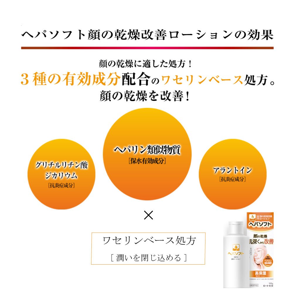 Rohto Hepasoft Medicated Face Lotion with Heparinoid for Dry Skin, Fragrance-Free, Alcohol-Free and Colorant-Free, Petrolatum-Based Emulsion Lotion, 100 g
