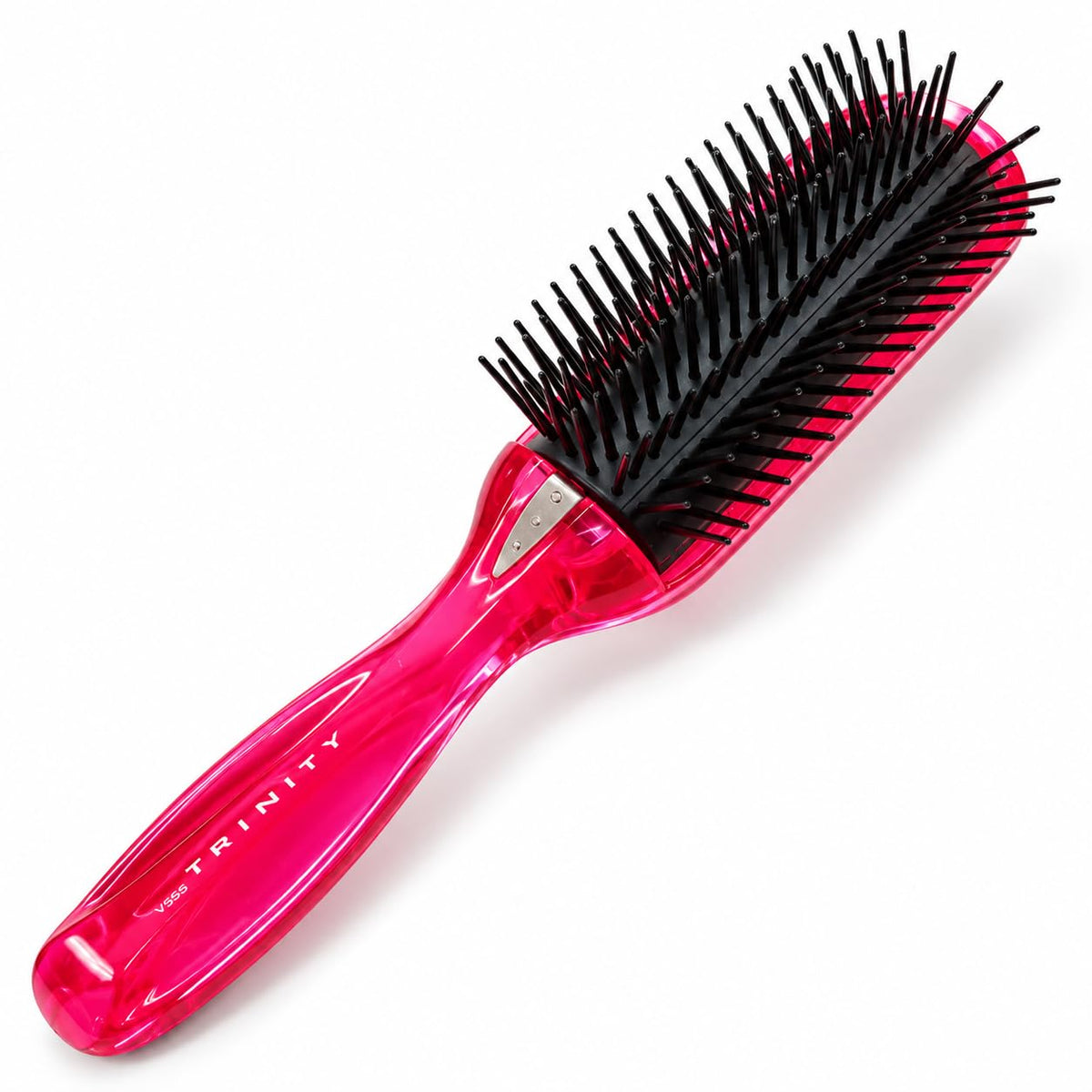 Anti-Static 7-Row Curly Hair Brush with Electric Ground Plate and Nasron Fiber, Gold or Pink, Made in Japan