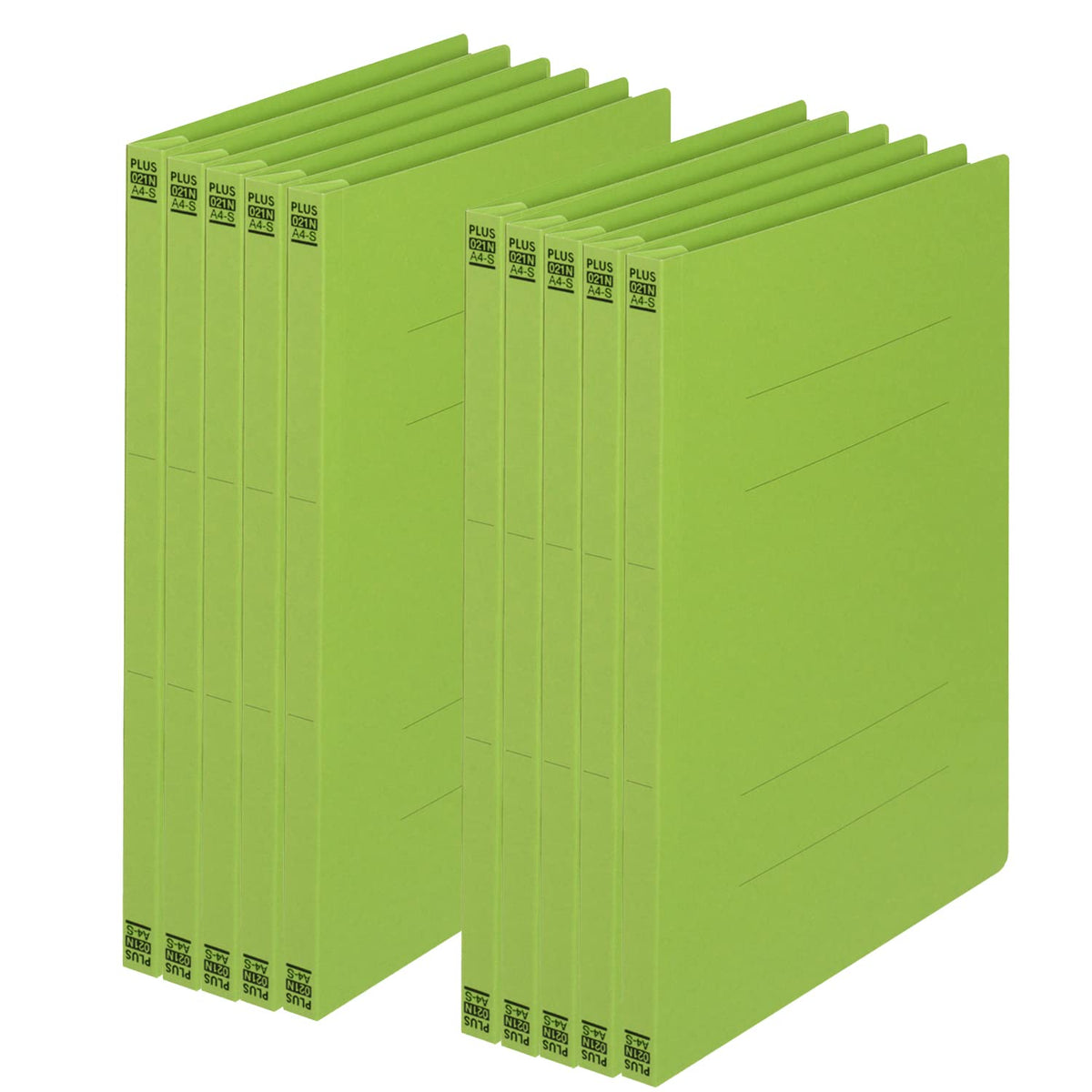 PLUS Flat File A4-S No.021N, Non-Stitch Paper File with Plastic Fastener for 180 Sheets, 307 x 230 x 18 mm, 2-Hole 80 mm Pitch, Pack of 10 in Royal Blue, Blue, Yellow, Pink, Orange, Green, Violet, Ivory or Grey