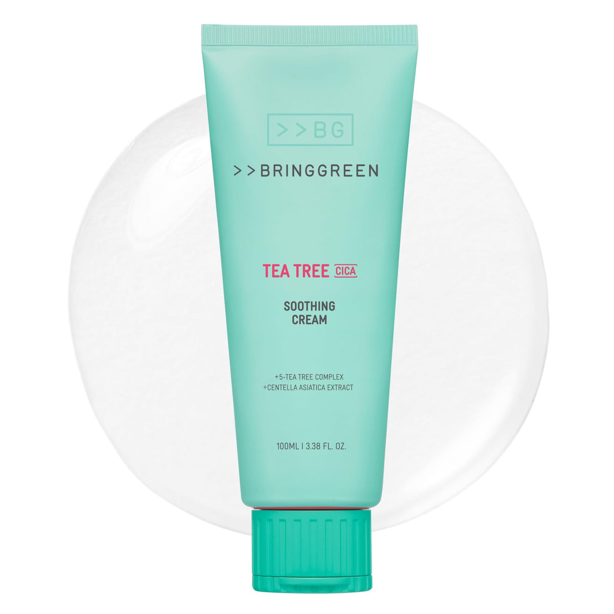 BRING GREEN Tea Tree Cica Soothing Cream Plus, Lightweight Water Cream with Five Tea Tree Ingredients, Centella and Niacinamide, 100 mL