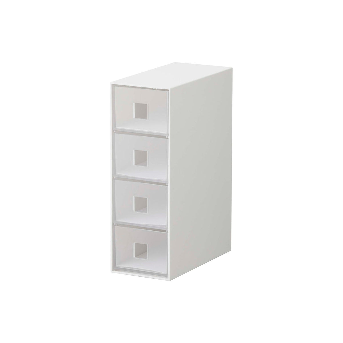 Yamazaki Tower Sunglasses and Small Item Drawer Case, Slim Four-Drawer Case with Translucent Fronts and Felt Mats for Sunglasses, Watches and Small Items, 8.8 x 17.5 x 25.3 cm; drawer 8.2 x 17.1 x 6 cm and 950 g, White or Black