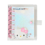 Sanrio Clear Sticker Binder, Six-Ring Snap-Button Binder with Holographic Glitter Refill Pockets for Stickers up to 7.3 x 12.9 cm, About 14 x 15 x 2.5 cm, Six Characters