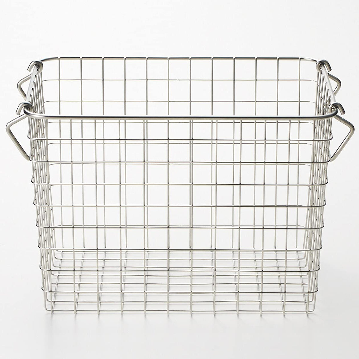 MUJI Stainless Steel Wire Basket with Handles, Stackable Two High, 26 x 18 x 18 cm, 37 x 26 x 18 cm, 37 x 26 x 24 cm, or 4-Basket Packs, Holds 5 kg