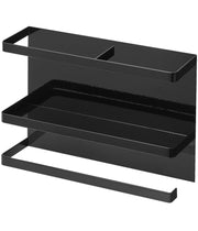 Yamazaki Tower Magnetic Kitchen Paper and Wrap Holder, Steel Fridge Side Rack for a Paper Roll, Wrap and Bags, 29 x 8 x 20 cm and 1 kg, Holds 2 kg, Black or White