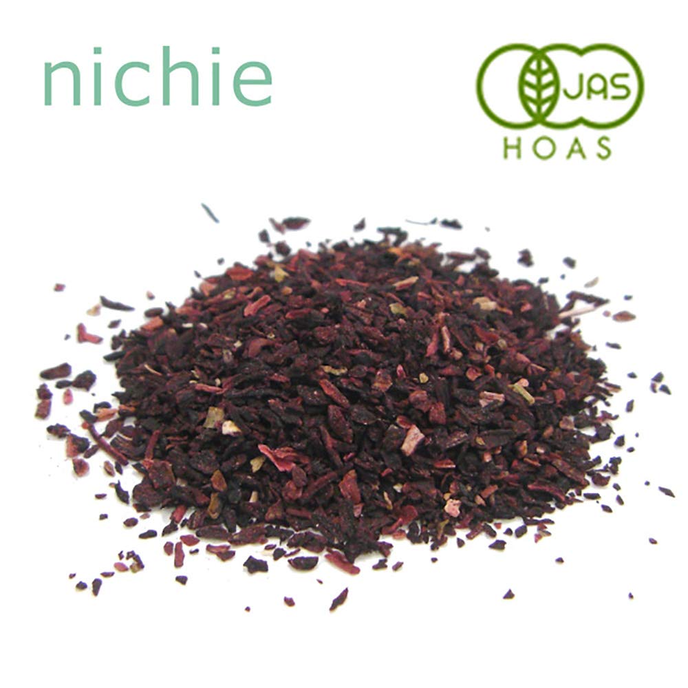 Nichie Organic Hibiscus Tea, JAS Certified Single Herb Tea Cut Leaves from Egypt, Caffeine-Free, 100 g