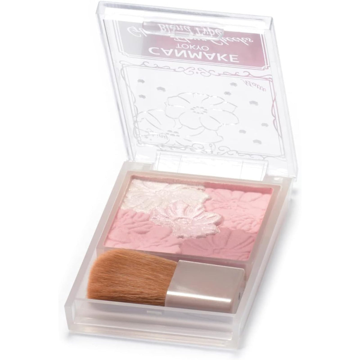 Canmake Glow Fleur Cheeks Blend Type, Four-Colour Shiny and Sheer-Matte Powder Blush Palette with Brush, 5.4 g
