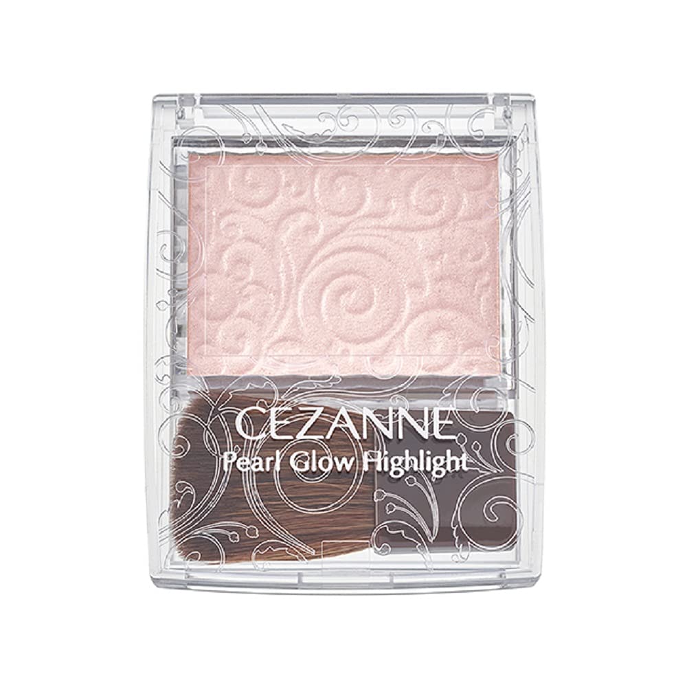 Cezanne Pearl Glow Highlight, High-Shine Pearl Powder Highlighter with Brush, 2.4 g