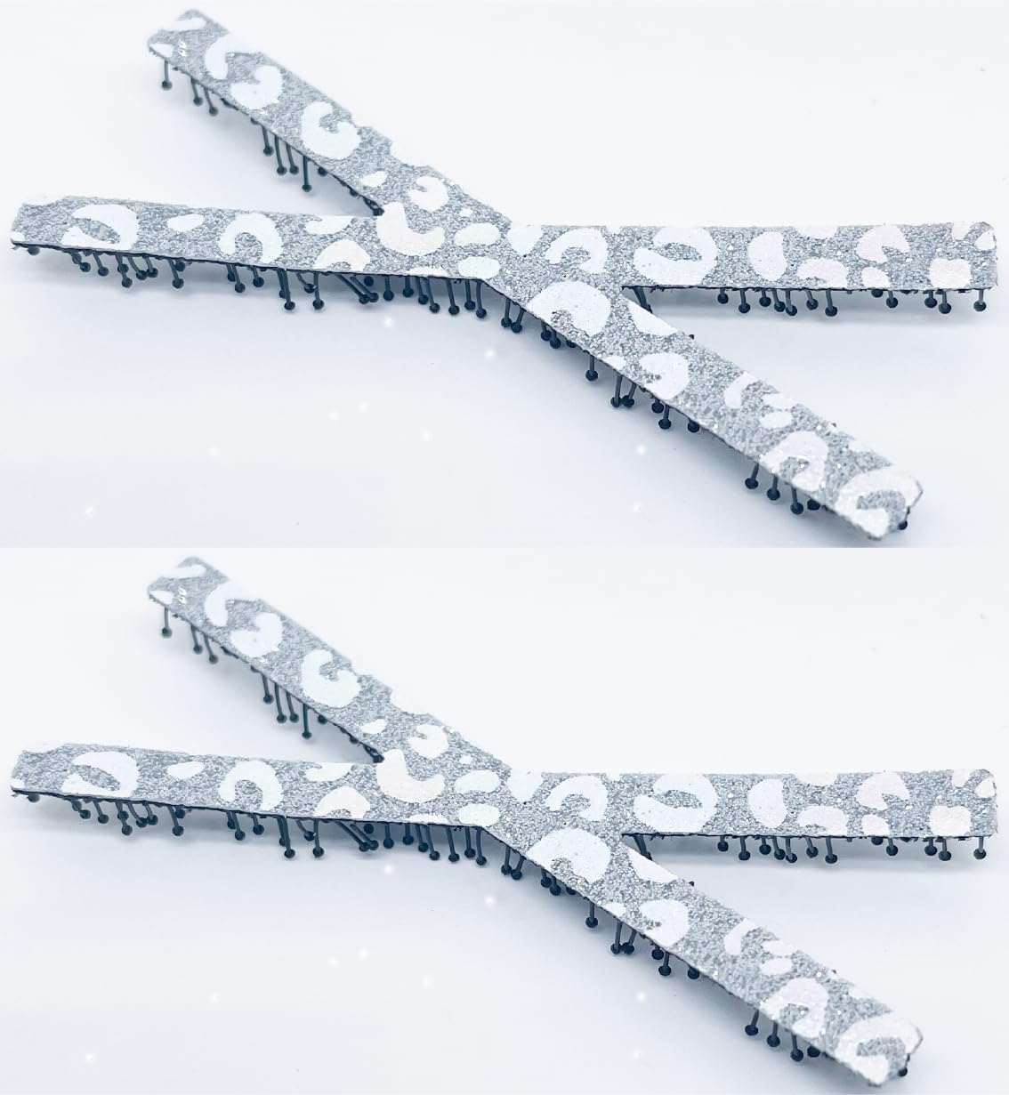 Glitter Plain-Color No-Crease Hair Clip for Bangs, Made in Japan, Mini Ribbons, Mini Ovals, Mini Tiaras and Crosses in Sets of 2