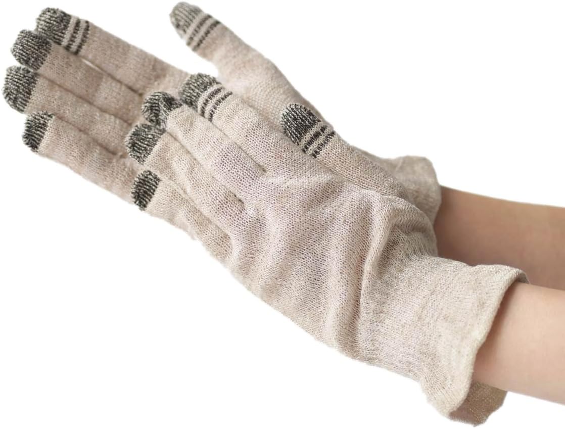 Kinuya 100% Silk Night Gloves with Touchscreen Fingertips, Moisturising Hand Care Gloves, Free size, Made in Japan