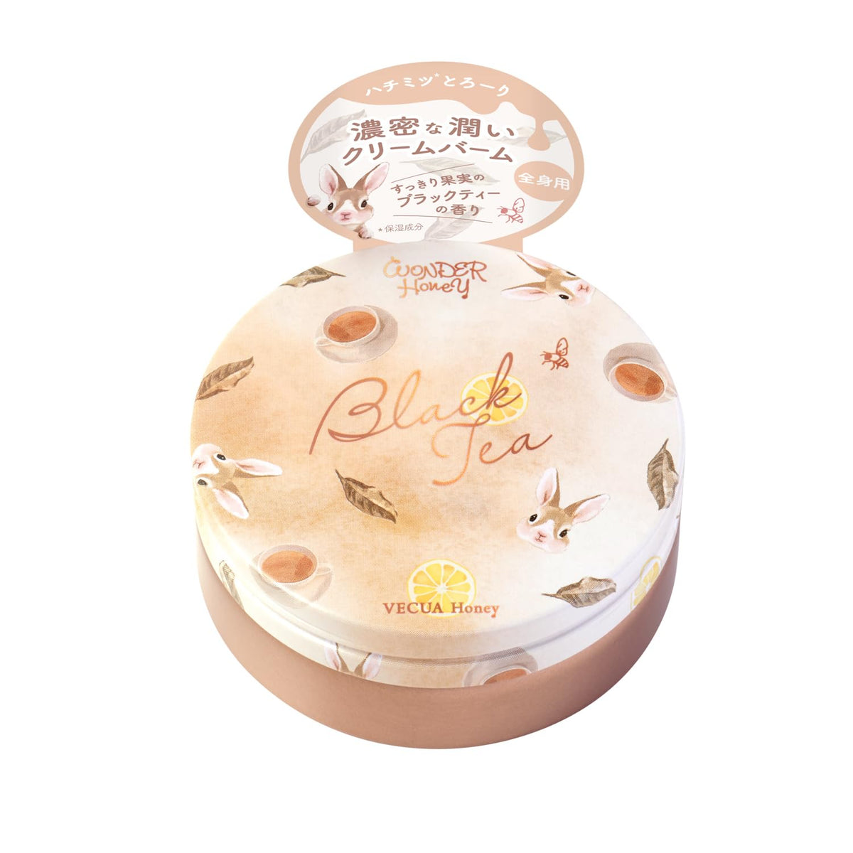VECUA Honey Wonder Honey Cream Balm, Rich Whole-Body Moisturising Balm with Acacia Honey and Three Butters, Refreshing Fruit Black Tea Scent, 75 g