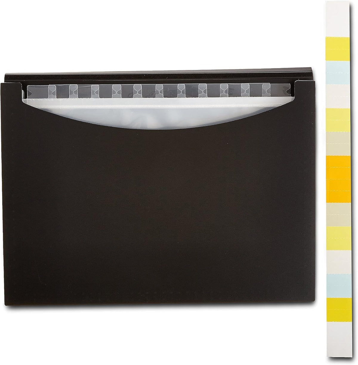 Amazon Basics Expanding Poly File Folder A4, 13 Tabbed Pockets Holding up to 260 Sheets, Cord Closure, Waterproof and Tear-Resistant, 33 x 23.4 x 4.1 cm, Black or Black and Gray