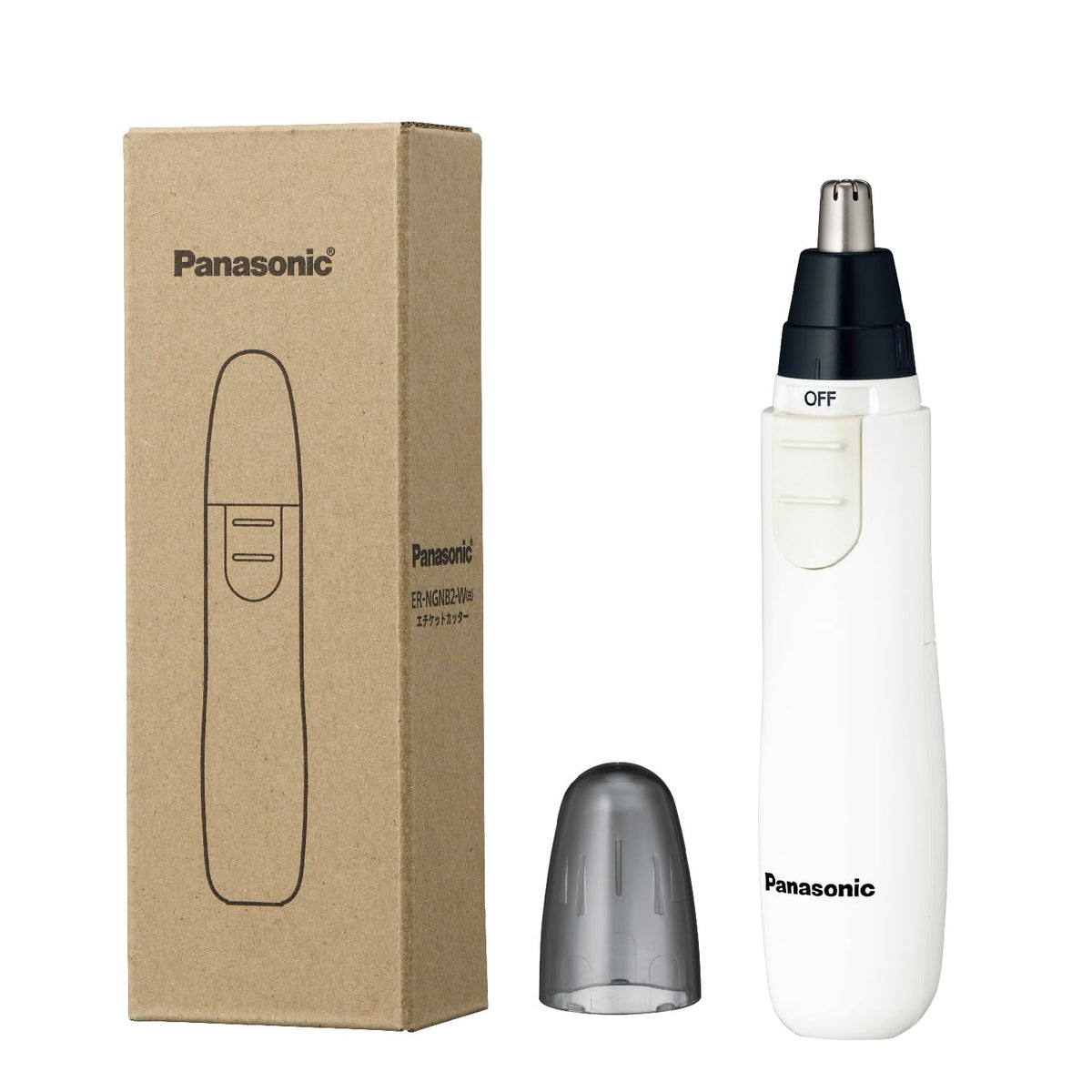 Panasonic Etiquette Cutter ER-NGNB2, Dry-Cell Battery Nose Hair Trimmer with Dual-Edge Washable Blade for Nose, Brows, Beard and Ears, Black or White