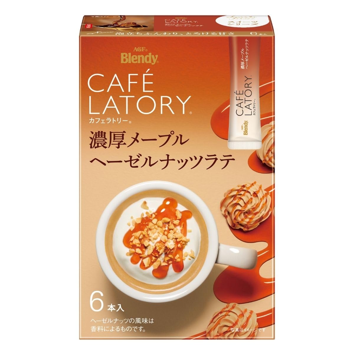 AGF Blendy Cafe Latory Rich Maple Hazelnut Latte Instant Stick Coffee, 6 Sticks