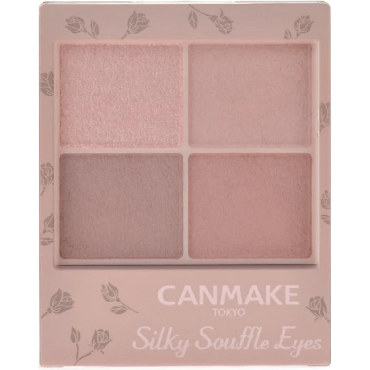 Canmake Silky Souffle Eyes Matte Type, Sheer Matte Four-Colour Eyeshadow Palette with Fine Glitter and Beauty-Serum Ingredients, 3.8 g