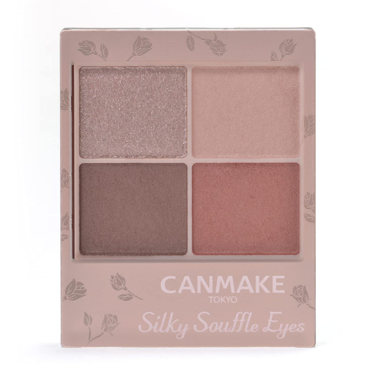 Canmake Silky Souffle Eyes Matte Type, Sheer Matte Four-Colour Eyeshadow Palette with Fine Glitter and Beauty-Serum Ingredients, 3.8 g