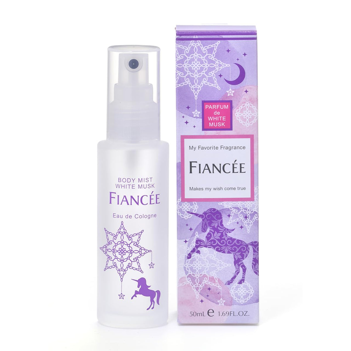 Fiancee Body Mist Eau de Cologne, 50 mL Pump Spray Bottle in Eight Scents: Pure Shampoo, Baby Puff Puff, White Tea, White Musk, Muscat Parfait, UI Lilac, Shabon or Pure Mellow Shampoo