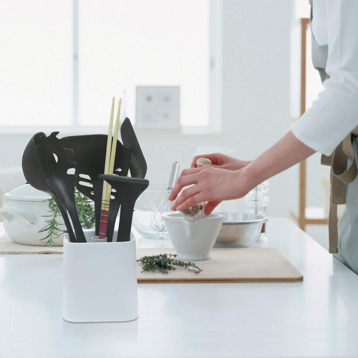 Kokubo Kitchen Tool Stand — Three-Compartment Chopstick-Slot