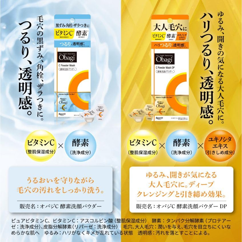 ROHTO Obagi C Enzyme Face Wash Powder DP — Pore-Care Vitamin C Cleanser, 30 Capsules