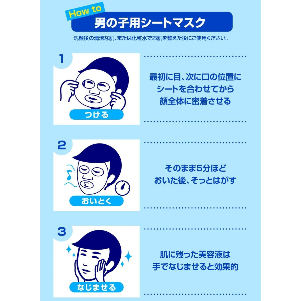 Keana Nadeshiko Men's Pore Care Sheet Mask with Collagen, Hyaluronic Acid and Luffa Extract, Free of Colorants, Fragrance, Mineral Oil and Parabens, 10 Masks, One or Five Pouches