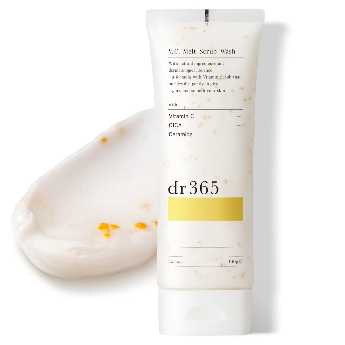 Vitamin C Melt Scrub Wash, Raw Soap Face Wash with Vitamin E Melting Scrub, Ceramide-Type Glycolipid, Centella and Vitamin C Derivative for Sensitive Skin, Eight-Free, Bergamot Scent, 100 g Tube