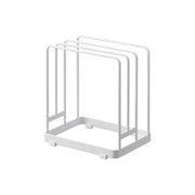 Yamazaki Tower Cutting Board Stand for Round Boards, Stand That Floats Two Round Cutting Boards of 18 to 36 cm Upright So They Dry Clean, Square Boards Fit the Wide Slot Too, Cushions Included, 16 x 11.8 x 17.5 cm and 410 g, White or Black