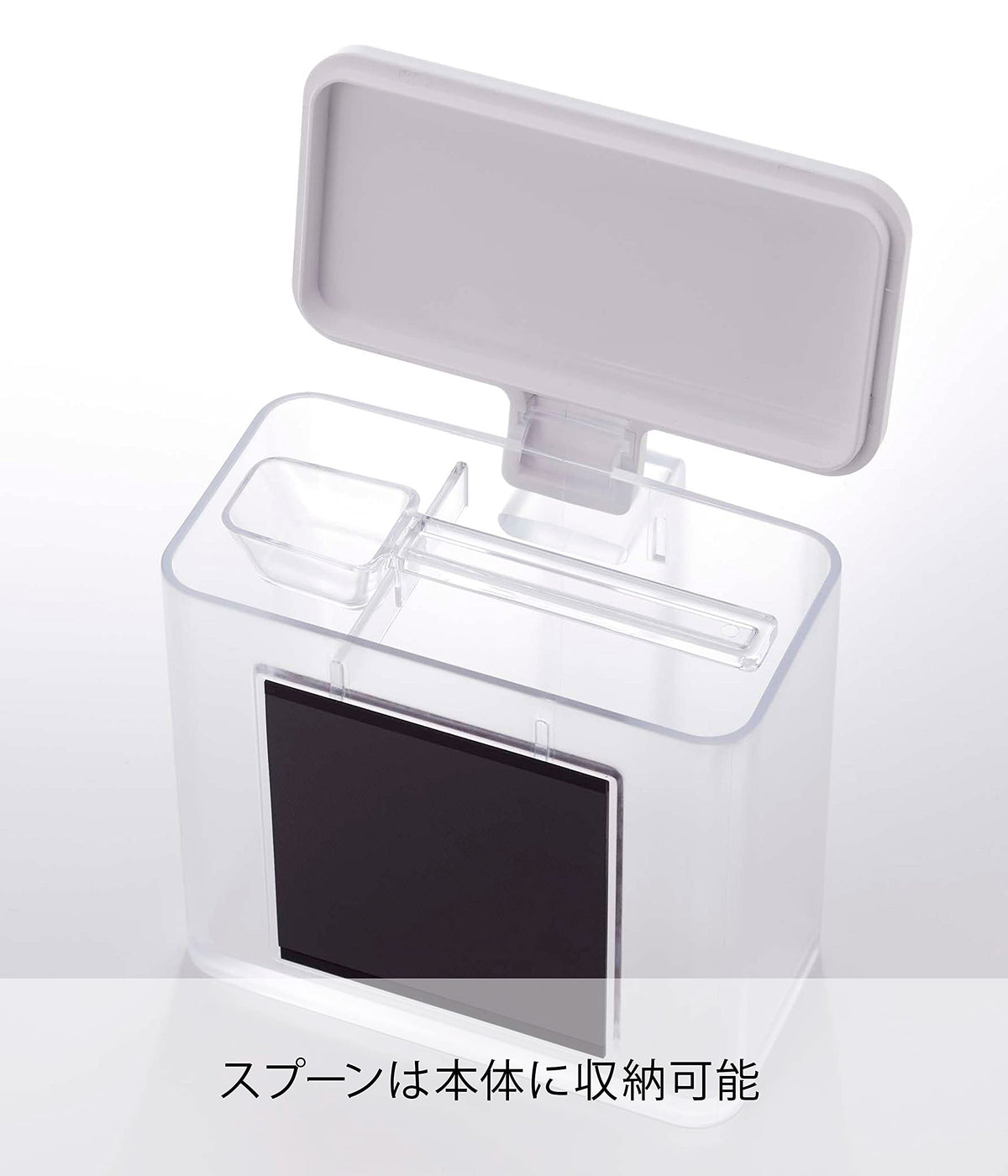 Yamazaki Tower Magnetic Seasoning Stocker, 400 ml Container with Measuring Spoon and Leveller for Fridge Sides, 11 x 9 x 10.5 cm and 180 g, White