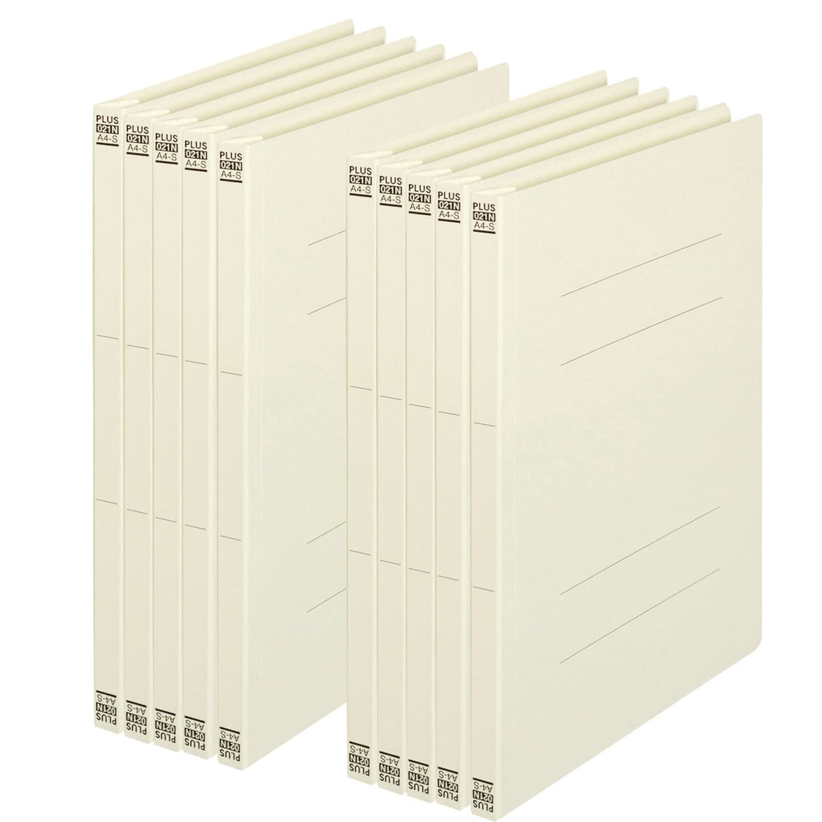 PLUS Flat File A4-S No.021N, Non-Stitch Paper File with Plastic Fastener for 180 Sheets, 307 x 230 x 18 mm, 2-Hole 80 mm Pitch, Pack of 10 in Royal Blue, Blue, Yellow, Pink, Orange, Green, Violet, Ivory or Grey
