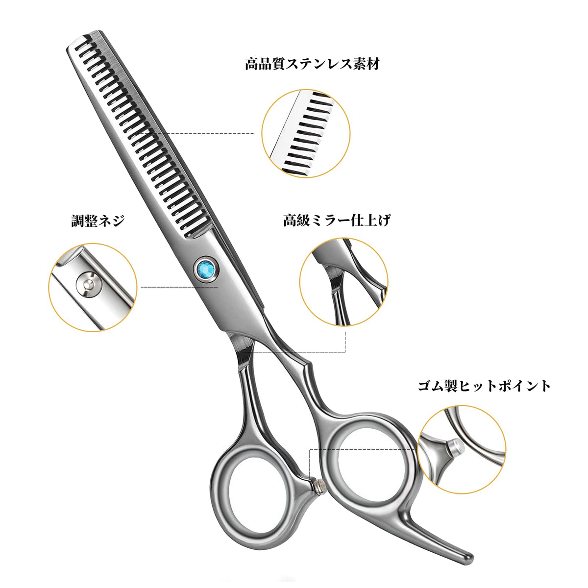 Dosi Hair Thinning Shears, 6.5 inch Stainless Steel Thinning Scissors with 10-15 Percent Thinning Rate for Self Cutting, Right-Handed