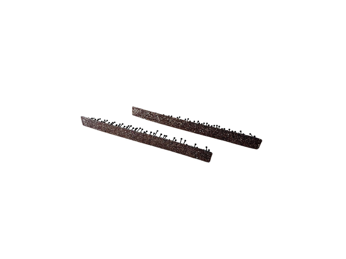 Slim Rectangle No-Crease Hair Clips for Bangs, Set of 2, Made in Japan, Glitter, Faux Leather and Velvet, 74 x 5.8 mm
